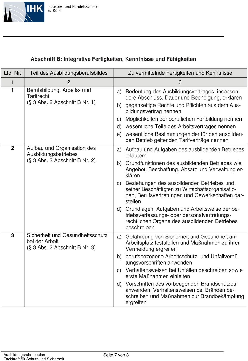 1) 2 Aufbau und Organisation des Ausbildungsbetriebes ( 3 Abs. 2 Abschnitt B Nr.