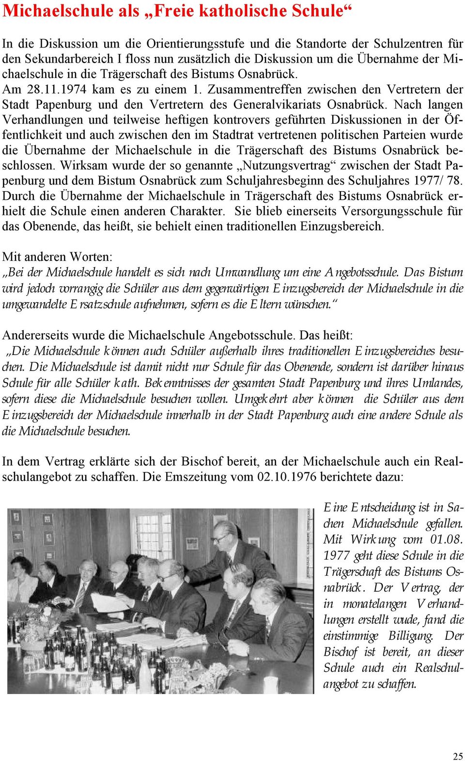 Zusammentreffen zwischen den Vertretern der Stadt Papenburg und den Vertretern des Generalvikariats Osnabrück.