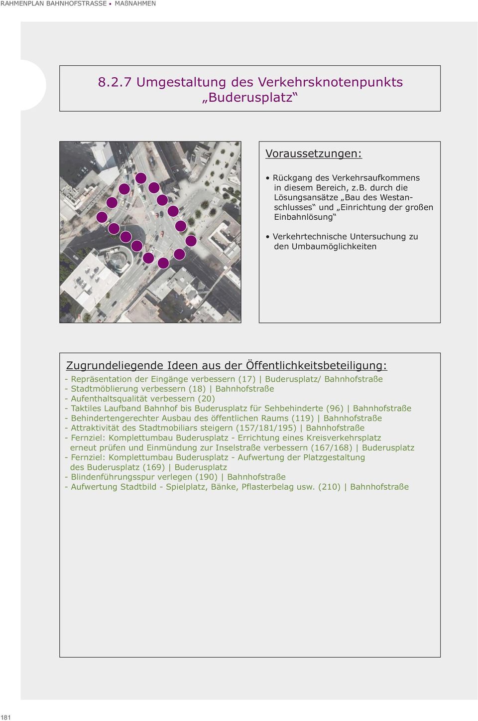 Buderusplatz/ Bahnhofstraße - Stadtmöblierung verbessern (18) Bahnhofstraße - Aufenthaltsqualität verbessern (20) - Taktiles Laufband Bahnhof bis Buderusplatz für Sehbehinderte (96) Bahnhofstraße -