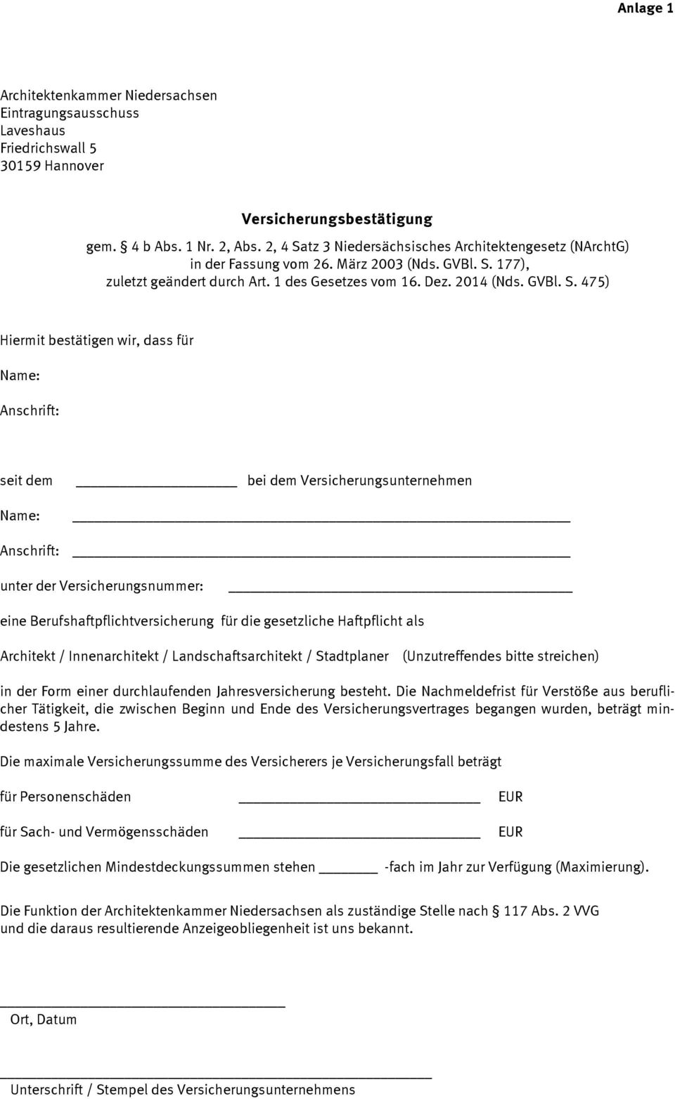 tz 3 Niedersächsisches Architektengesetz (NArchtG) in der Fassung vom 26. März 2003 (Nds. GVBl. S.