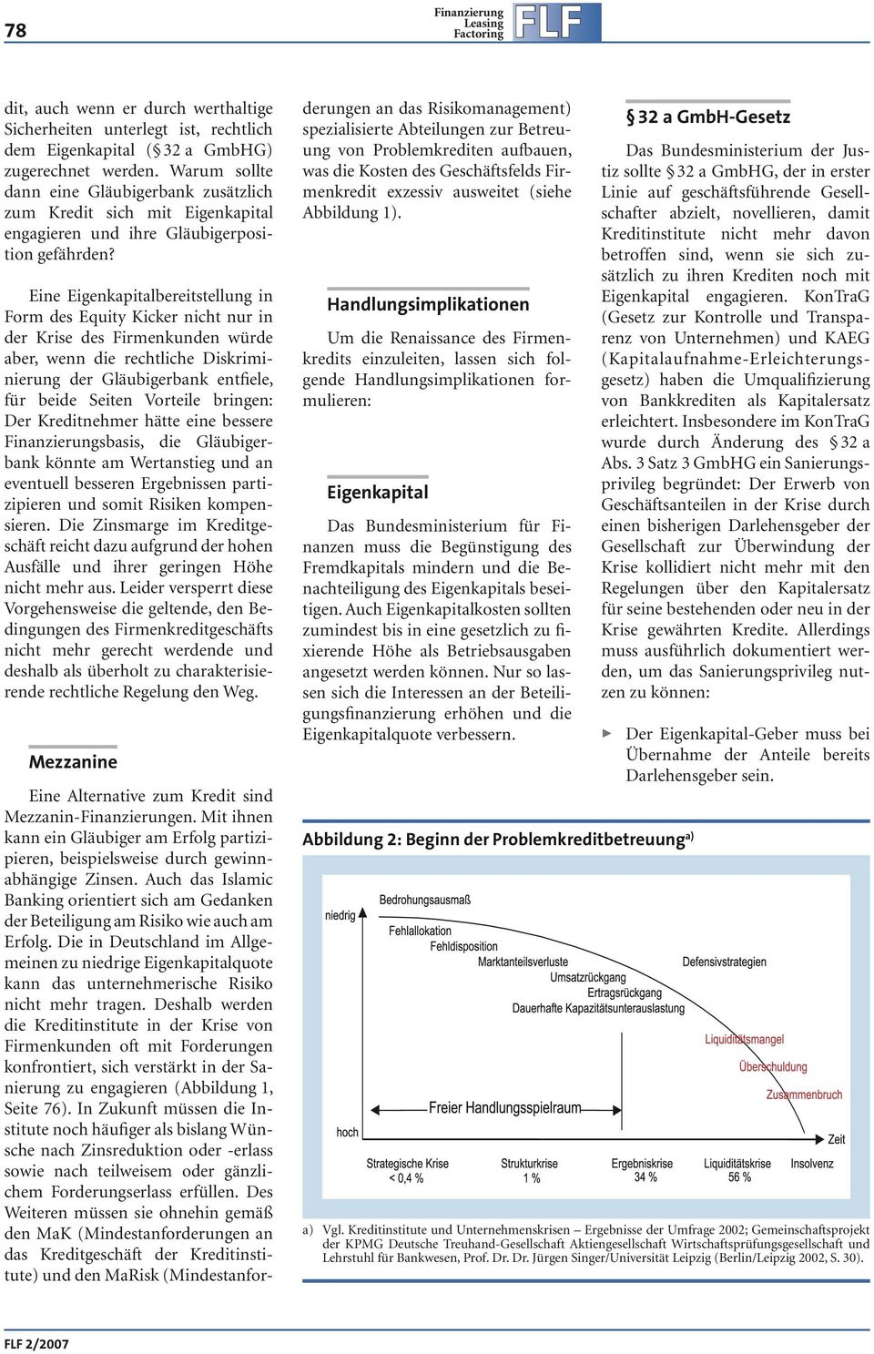 Eine Eigenkapitalbereitstellung in Form des Equity Kicker nicht nur in der Krise des Firmenkunden würde aber, wenn die rechtliche Diskriminierung der Gläubigerbank entfiele, für beide Seiten Vorteile