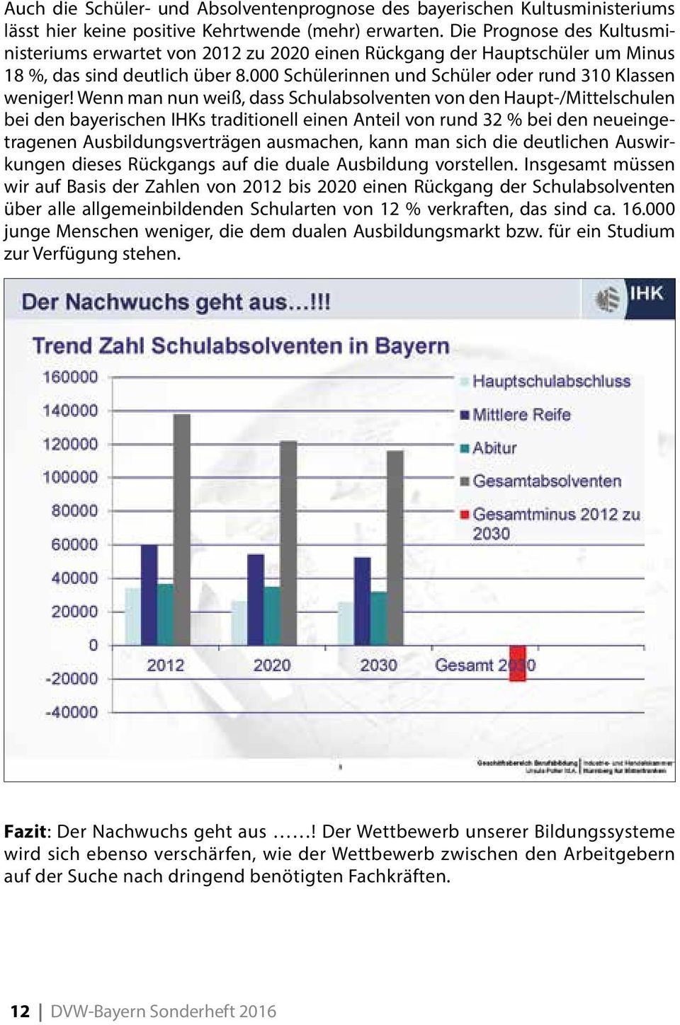 Wenn man nun weiß, dass Schulabsolventen von den Haupt-/Mittelschulen bei den bayerischen IHKs traditionell einen Anteil von rund 32 % bei den neueingetragenen Ausbildungsverträgen ausmachen, kann