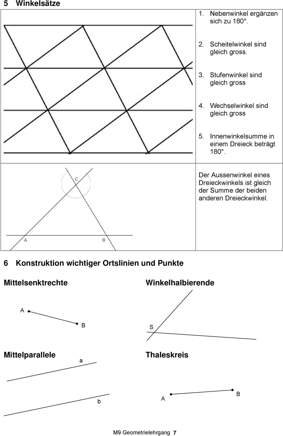 Innenwinkelsumme in einem Dreieck beträgt 180.