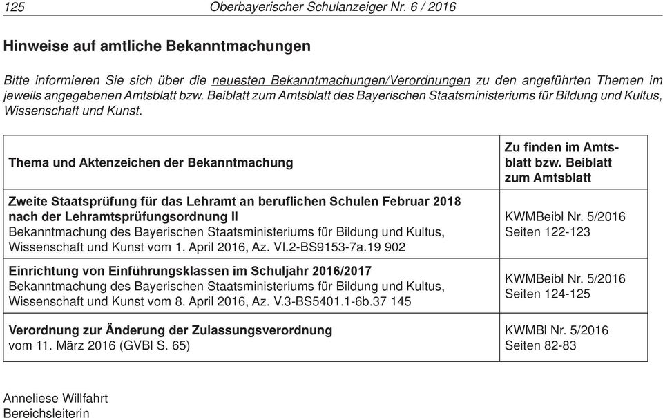 Beiblatt zum Amtsblatt des Bayerischen Staatsministeriums für Bildung und Kultus, Wissenschaft und Kunst.