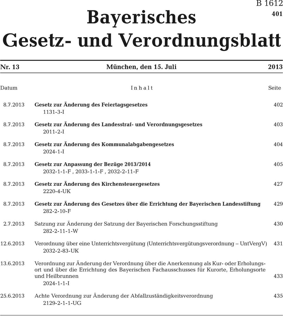 7.0 Satzung zur Änderung der Satzung der Bayerischen Forschungsstiftung 8----W 40.6.