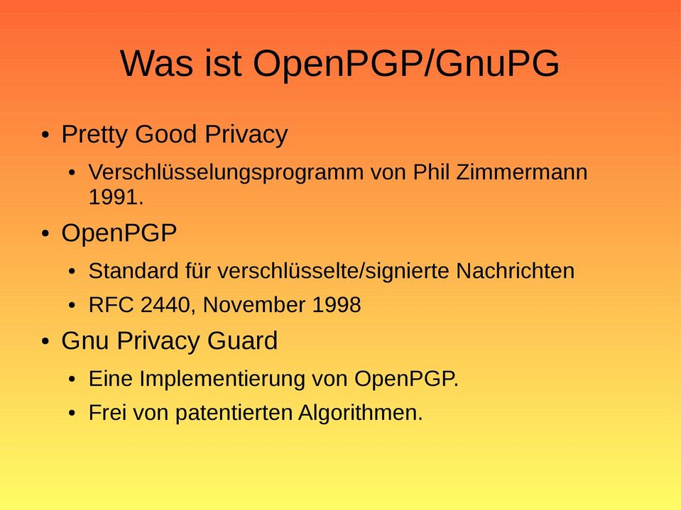 OpenPGP Standard für verschlüsselte/signierte Nachrichten RFC