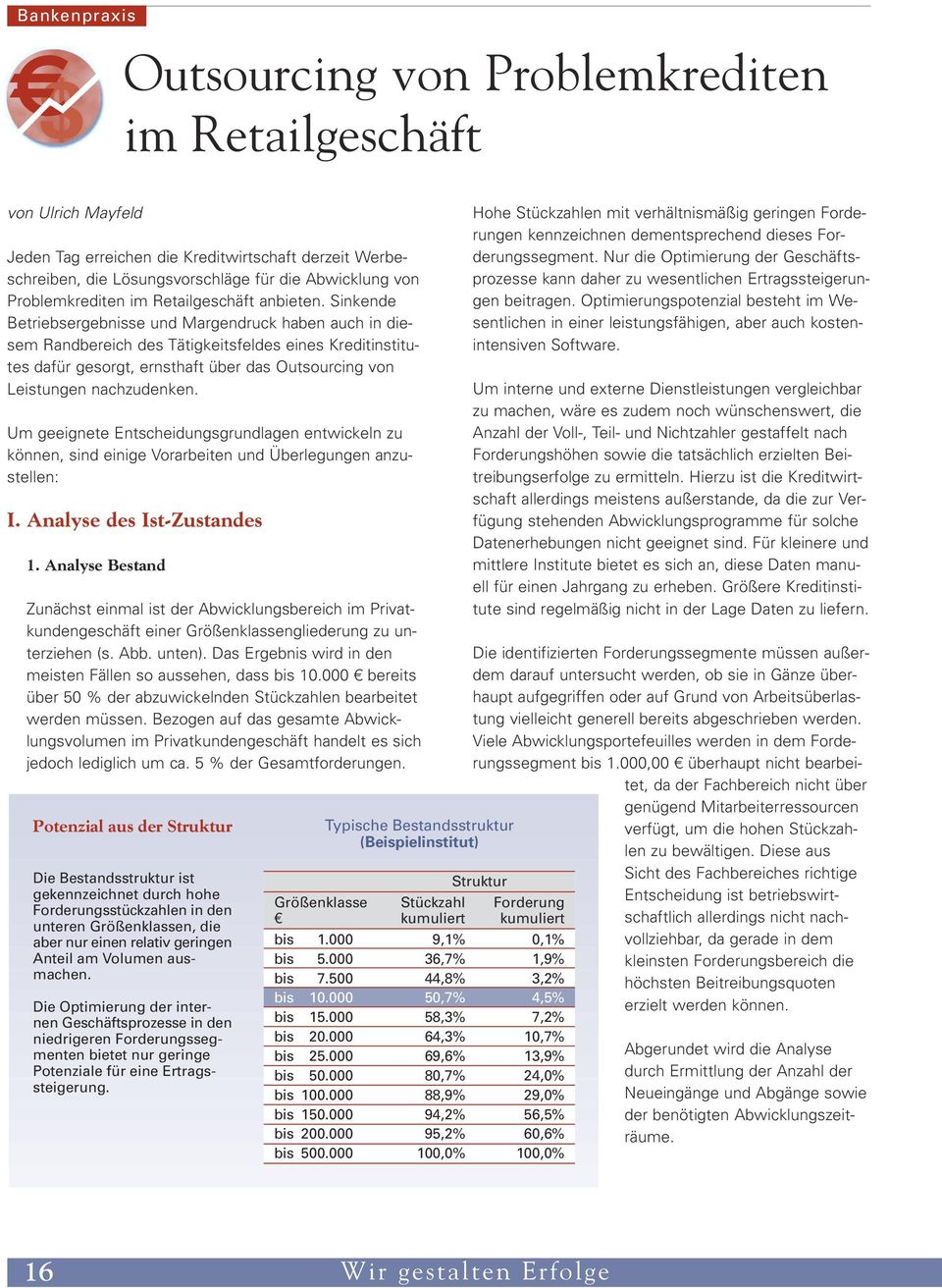 Sinkende Betriebsergebnisse und Margendruck haben auch in diesem Randbereich des Tätigkeitsfeldes eines Kreditinstitutes dafür gesorgt, ernsthaft über das Outsourcing von Leistungen nachzudenken.