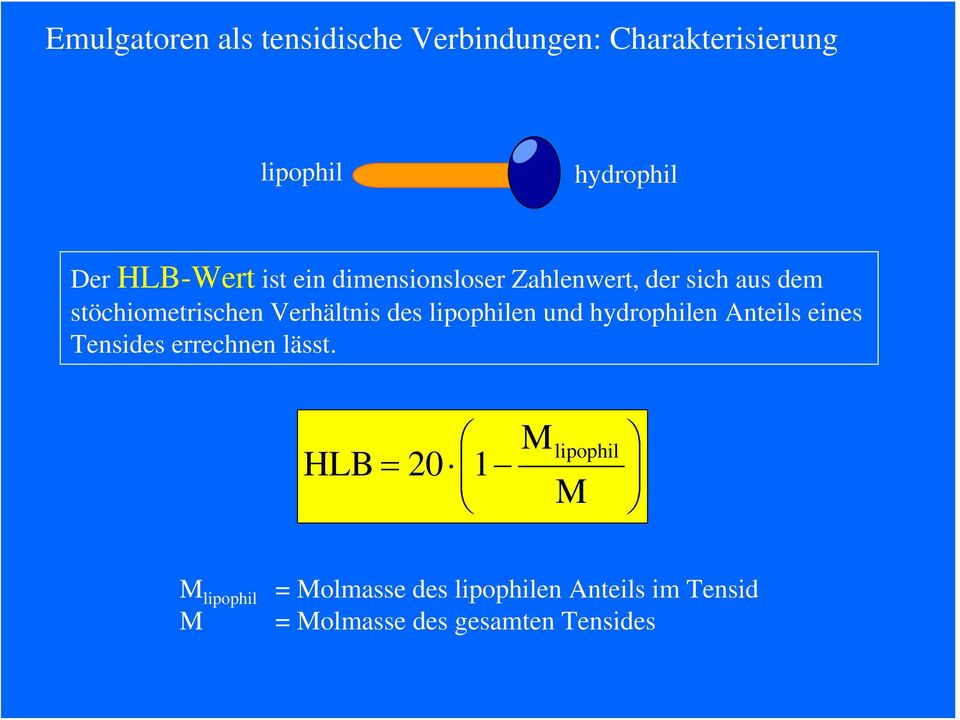 Verhältnis des lipophilen und hydrophilen Anteils eines Tensides errechnen lässt.