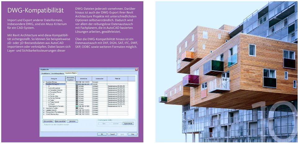 Darüber hinaus ist auch der DWG-Export Ihrer Revit Architecture Projekte mit unterschiedlichsten Optionen selbstverständlich.