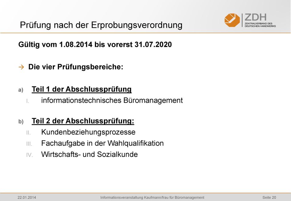 informationstechnisches Büromanagement b) Teil 2 der Abschlussprüfung: II. III.