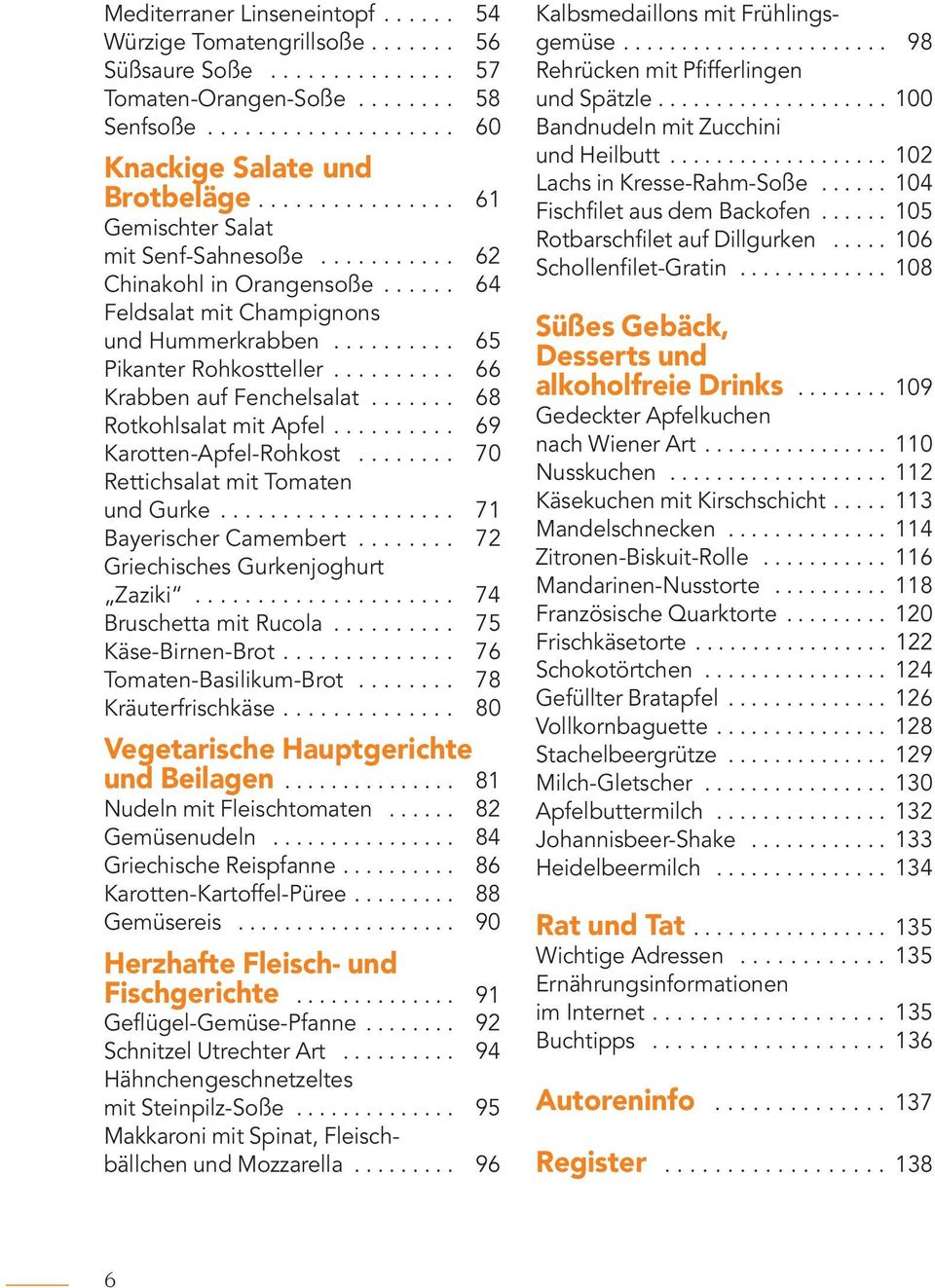 ......... 66 Krabben auf Fenchelsalat....... 68 Rotkohlsalat mit Apfel.......... 69 Karotten-Apfel-Rohkost........ 70 Rettichsalat mit Tomaten und Gurke................... 71 Bayerischer Camembert.