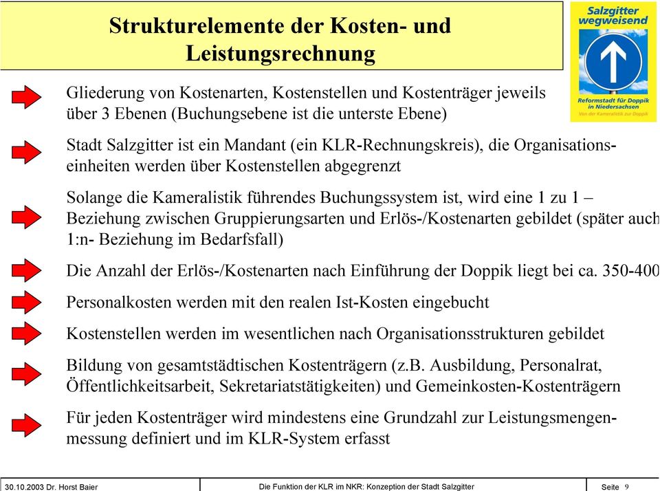 über 3 Ebenen (Buchungsebene ist die unterste Ebene) Stadt Salzgitter ist ein Mandant (ein KLR-Rechnungskreis), die Organisationseinheiten werden über Kostenstellen abgegrenzt Solange die