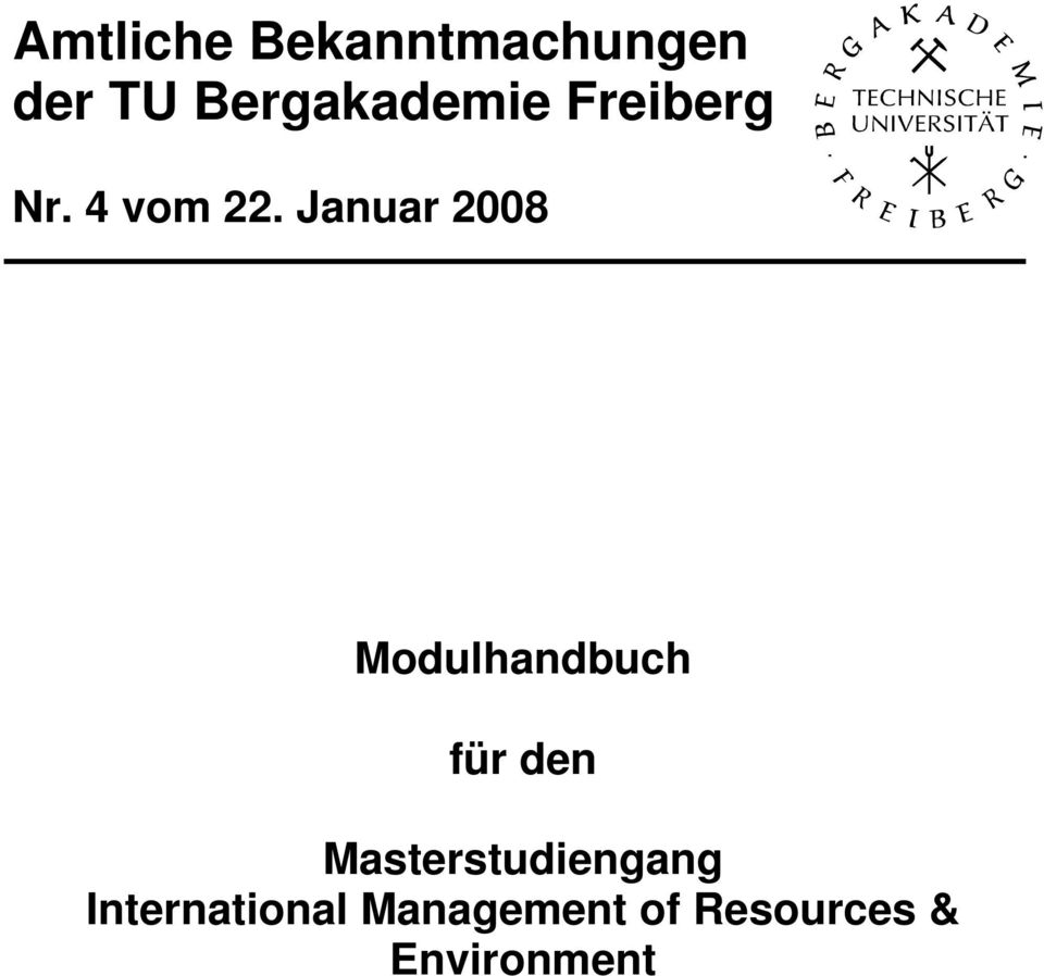 Januar 2008 Modulhandbuch für den