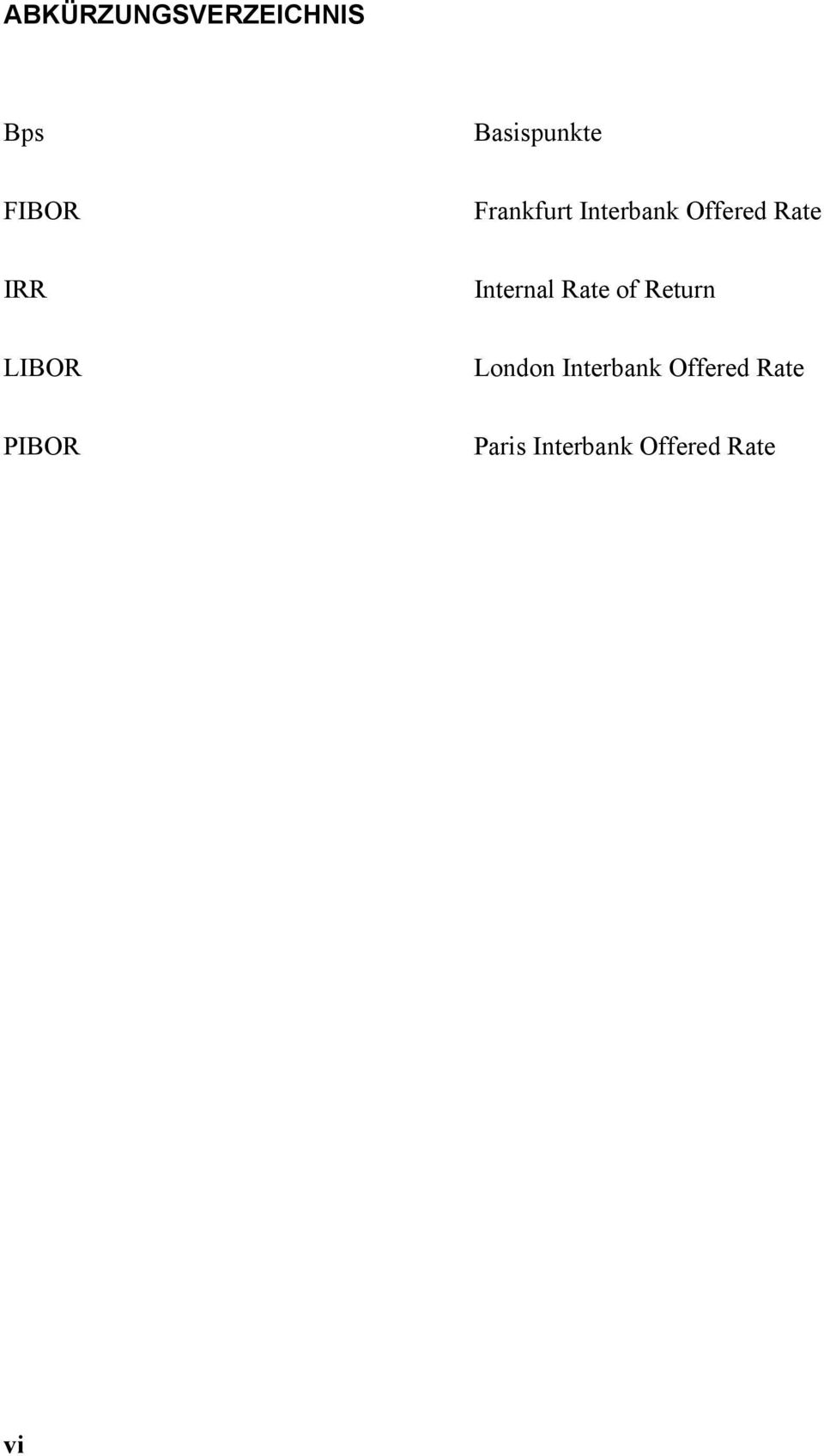 Internal Rate of Return LIBOR London