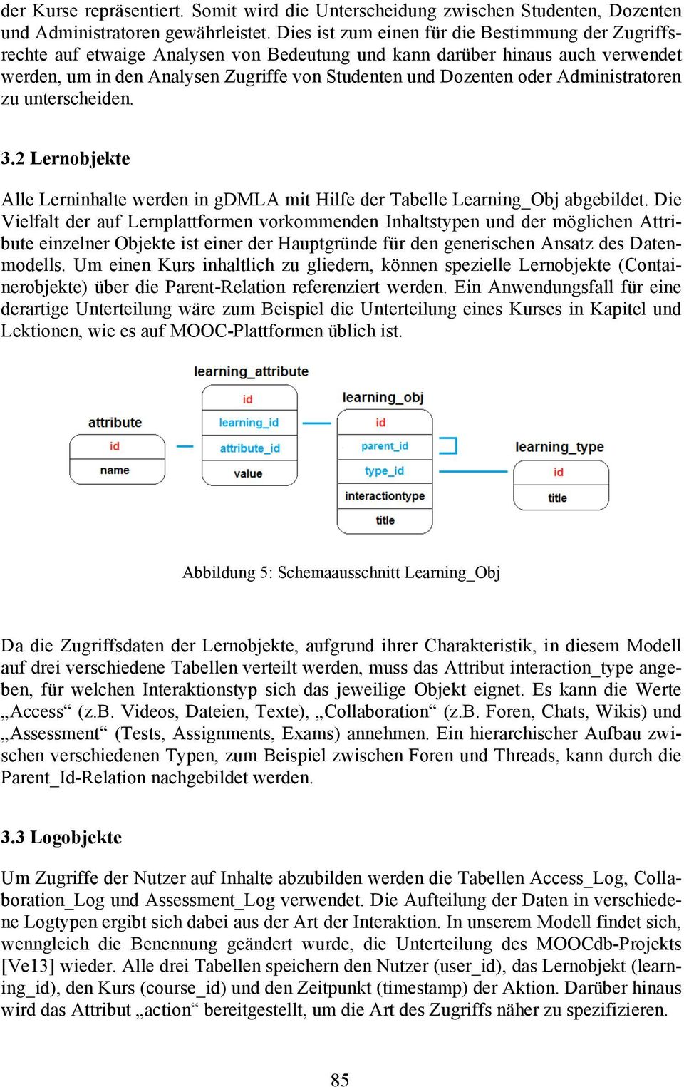 Administratoren zu unterscheiden. 3.2 Lernobjekte Alle Lerninhalte werden in gdmla mit Hilfe der Tabelle Learning_Obj abgebildet.