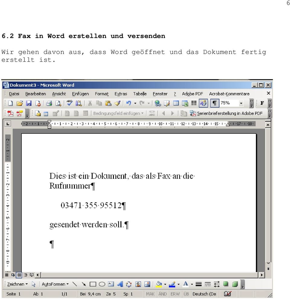 aus, dass Word geöffnet und