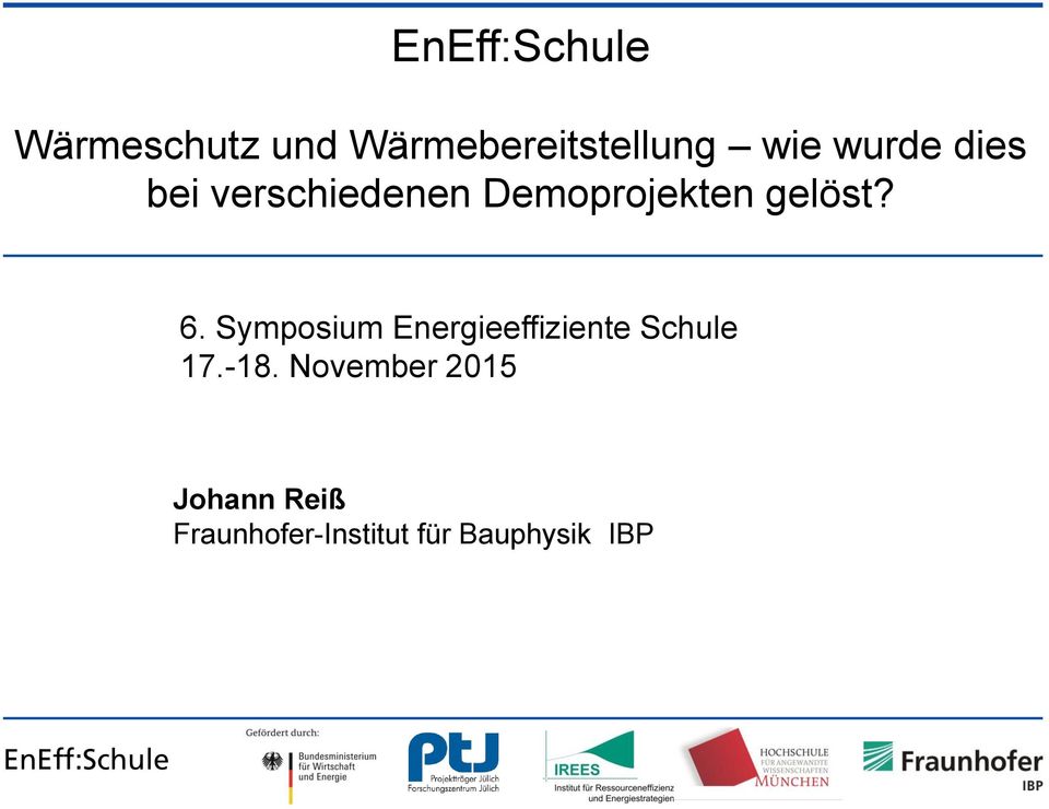 Symposium Energieeffiziente Schule 17.-18.