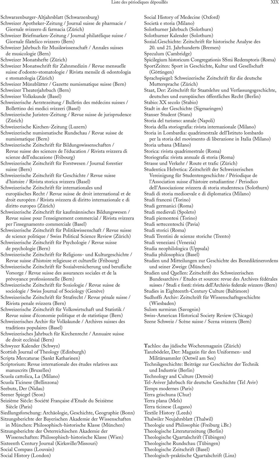 Schweizer Monatsschrift für Zahnmedizin / Revue mensuelle suisse d'odonto-stomatologie / Rivista mensile di odontologia e stomatologia (Zürich) Schweizer Münzblätter / Gazette numismatique suisse