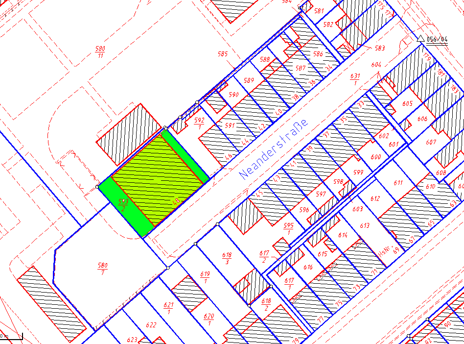 10, Flurstücke 593/2 Grundstücksgröße: 417 m² 5 Vollgeschosse, UG, EG + 1.-2. OG 2,65 m, 3. OG 2,60 m Bebaute Fläche: ca.