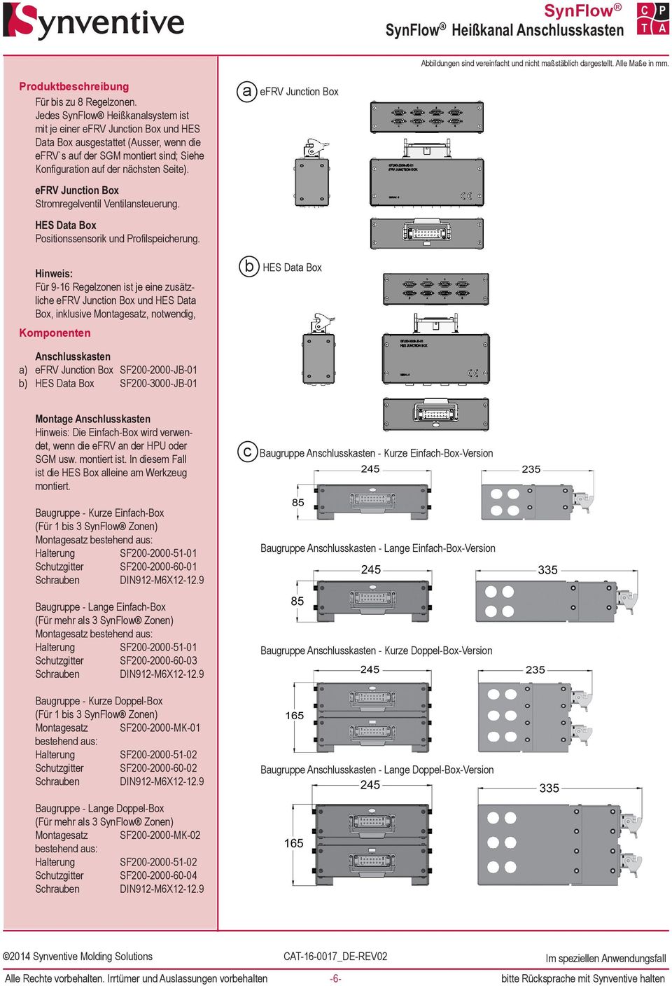 ) efrv Junction Box efrv Junction Box Stromregelventil Ventilnsteuerung. HES Dt Box ositionssensorik und rofilspeicherung.
