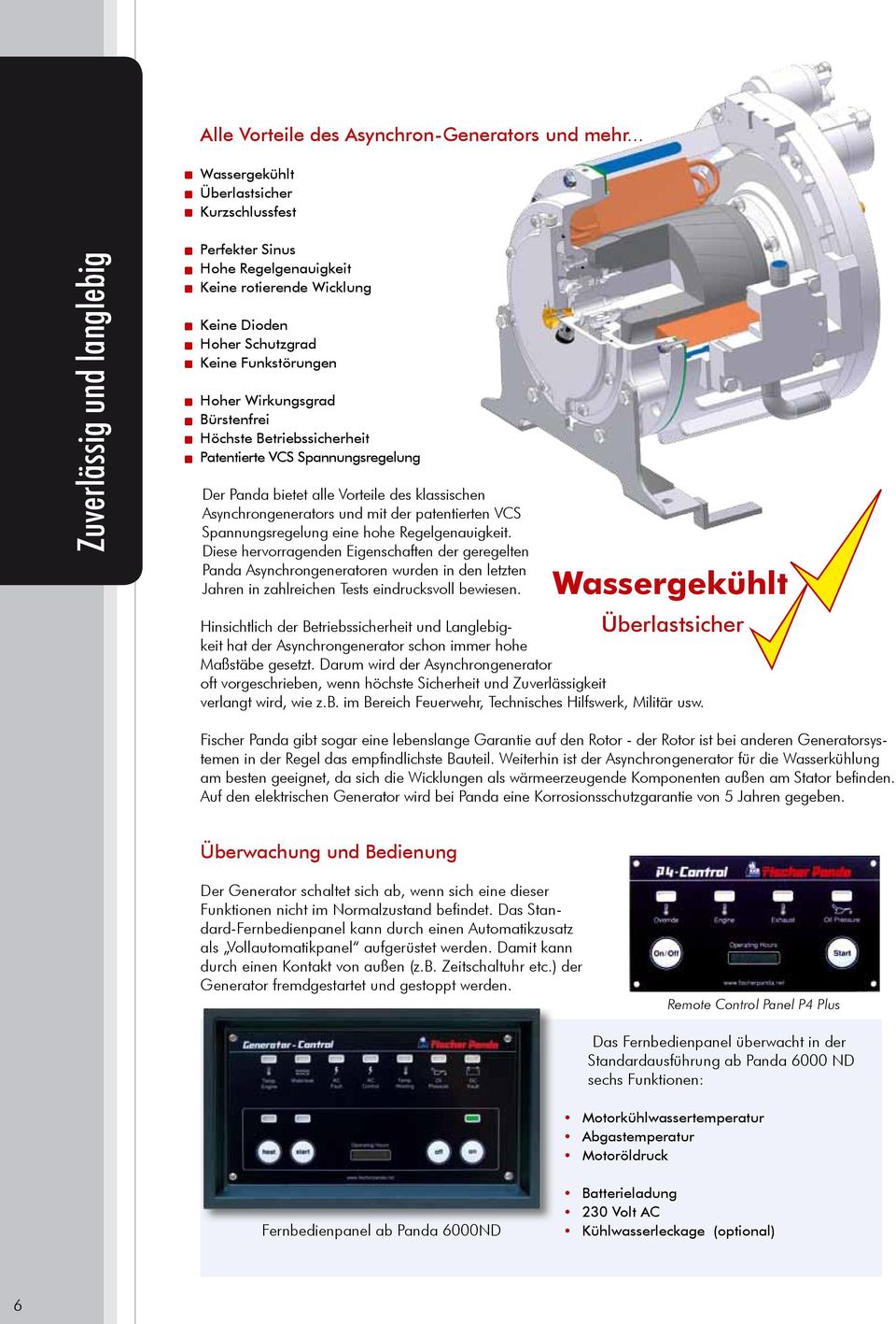 Wirkungsgrad Bürstenfrei Höchste Betriebssicherheit Patentierte VCS Spannungsregelung Der Panda bietet alle Vorteile des klassischen Asynchrongenerators und mit der patentierten VCS Spannungsregelung