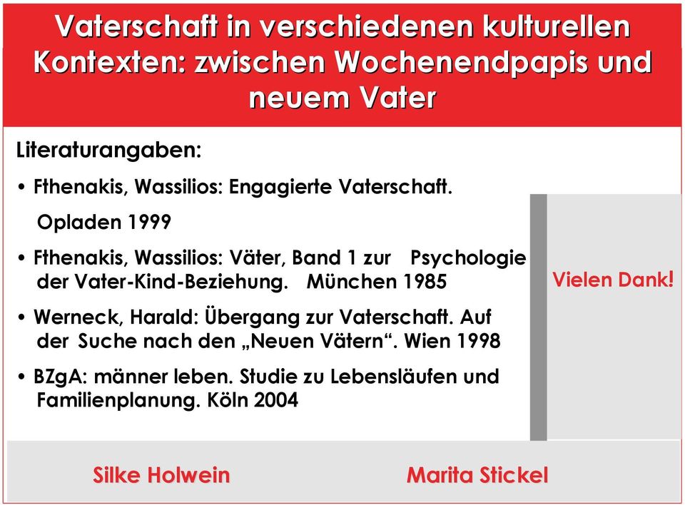 Opladen 1999 Fthenakis, Wassilios: Väter, Band 1 zur Psychologie der Vater-Kind-Beziehung.