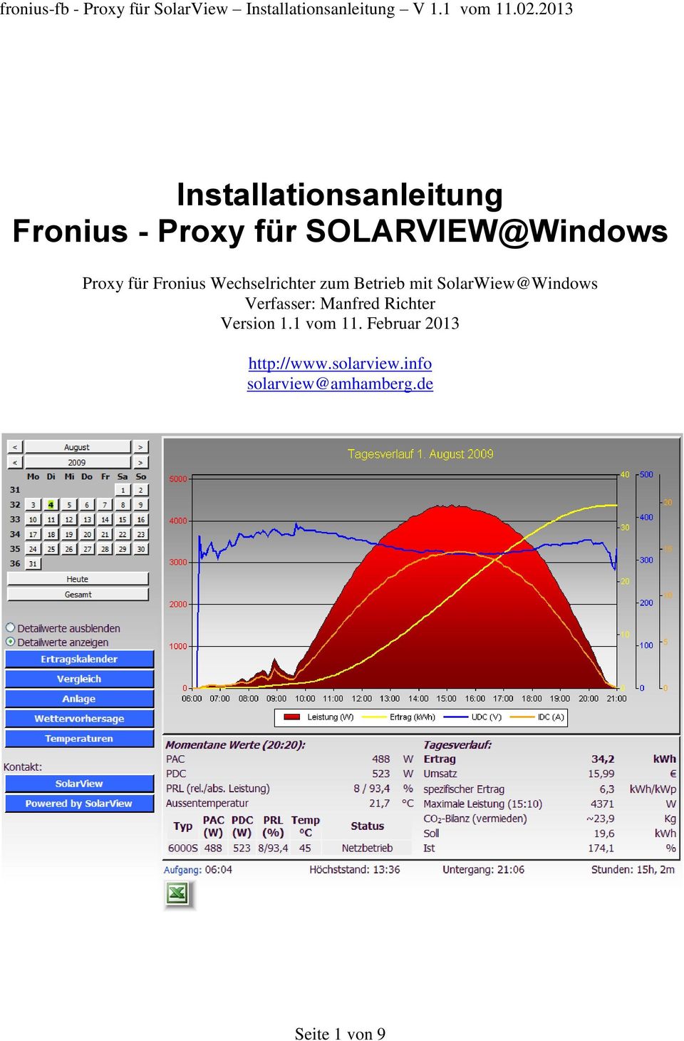 SolarWiew@Windows Verfasser: Manfred Richter Version 1.