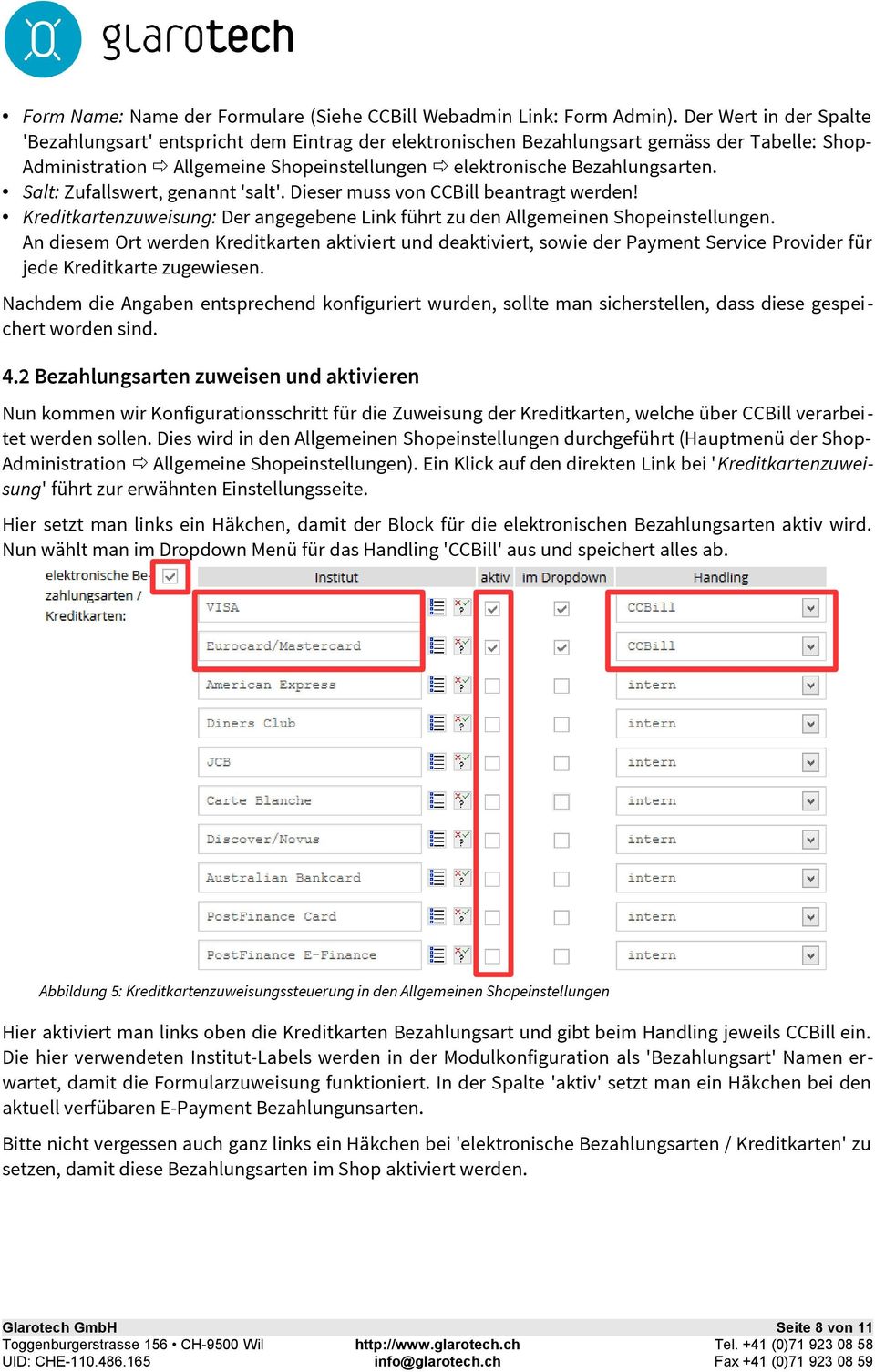 Salt: Zufallswert, genannt 'salt'. Dieser muss von CCBill beantragt werden! Kreditkartenzuweisung: Der angegebene Link führt zu den Allgemeinen Shopeinstellungen.