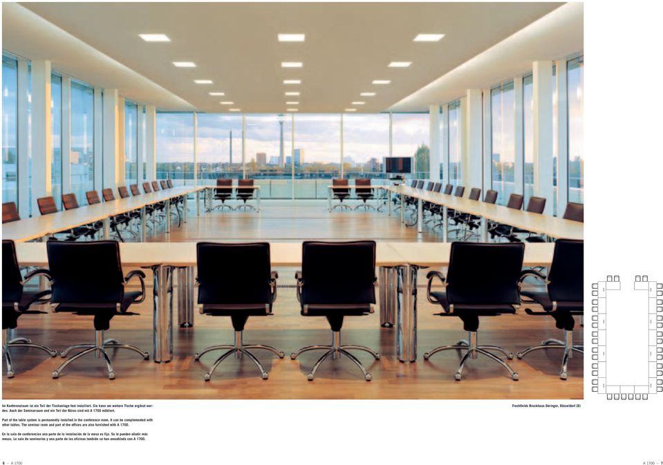 Freshfields Bruckhaus Deringer, Düsseldorf (D) Part of the table system is permanently installed in the conference room.