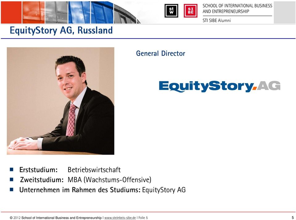 EquityStory AG 2012 School of International Business