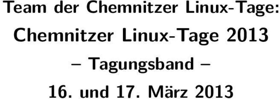 Linux-Tage 2013