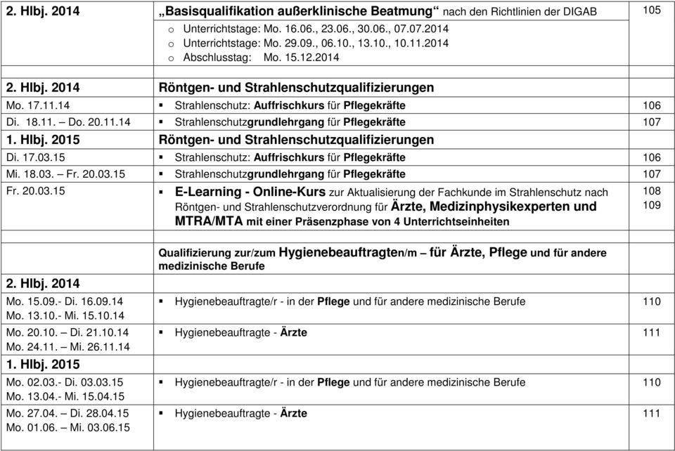 Hlbj. 2015 Röntgen- und Strahlenschutzqualifizierungen Di. 17.03.