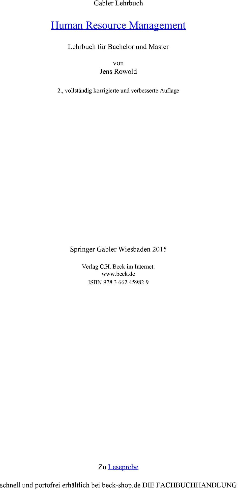 , vollständig korrigierte und verbesserte Auflage Springer Gabler Wiesbaden 2015