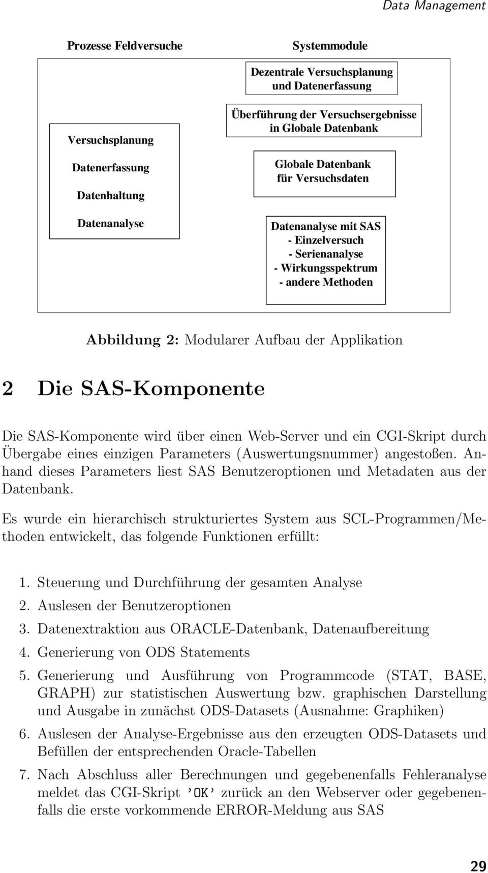 SAS-Komponente Die SAS-Komponente wird über einen Web-Server und ein CGI-Skript durch Übergabe eines einzigen Parameters (Auswertungsnummer) angestoßen.