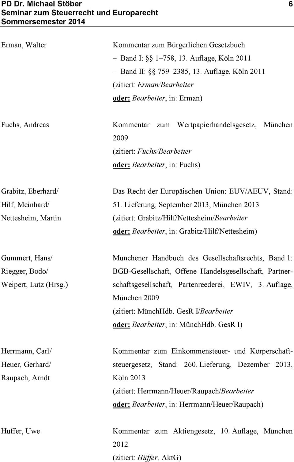 Grabitz, Eberhard/ Hilf, Meinhard/ Nettesheim, Martin Das Recht der Europäischen Union: EUV/AEUV, Stand: 51.