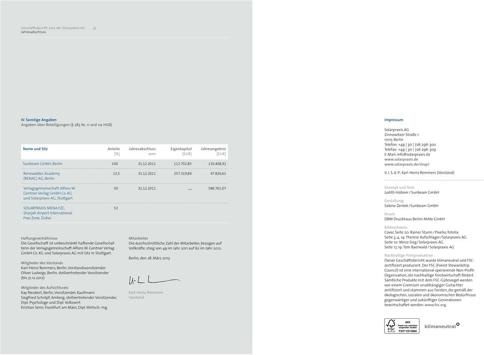 de www.solarpraxis.de www.solarpraxis.de/shop/ Renewables Academy (RENAC) AG, Berlin 12,5 31.12.2011 257.319,84 47.826,61 V. i. S. d. P.: Karl-Heinz Remmers (Vorstand) Verlagsgemeinschaft Alfons W.