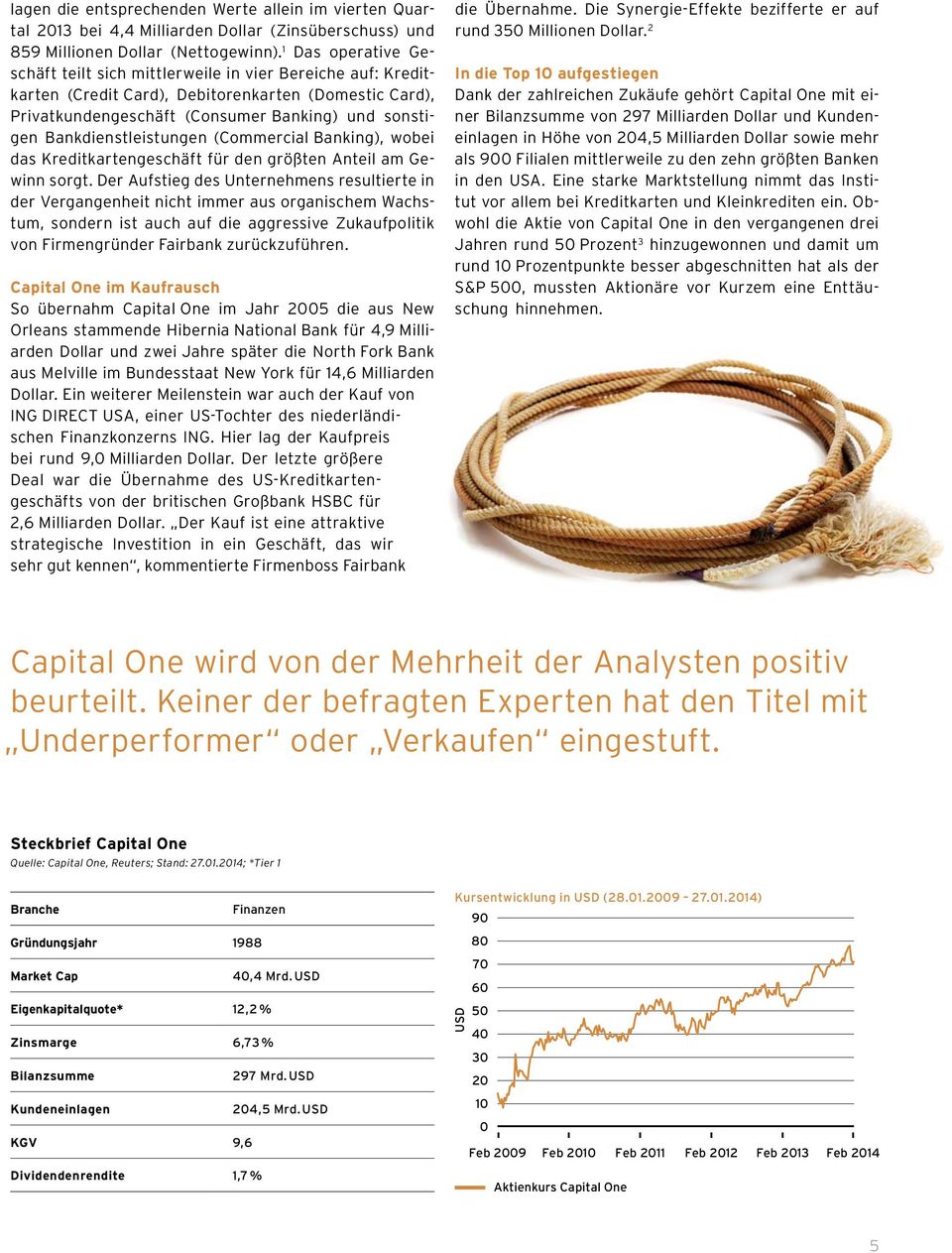 Bankdienstleistungen (Commercial Banking), wobei das Kreditkartengeschäft für den größten Anteil am Gewinn sorgt.