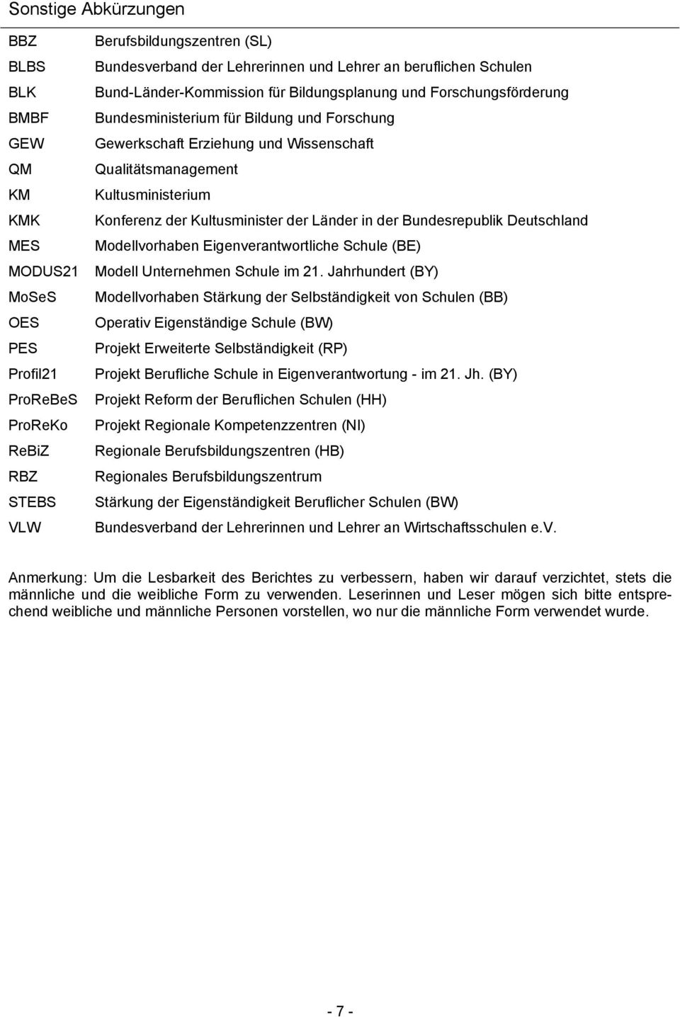 Kultusministerium Konferenz der Kultusminister der Länder in der Bundesrepublik Deutschland Modellvorhaben Eigenverantwortliche Schule (BE) Modell Unternehmen Schule im 21.