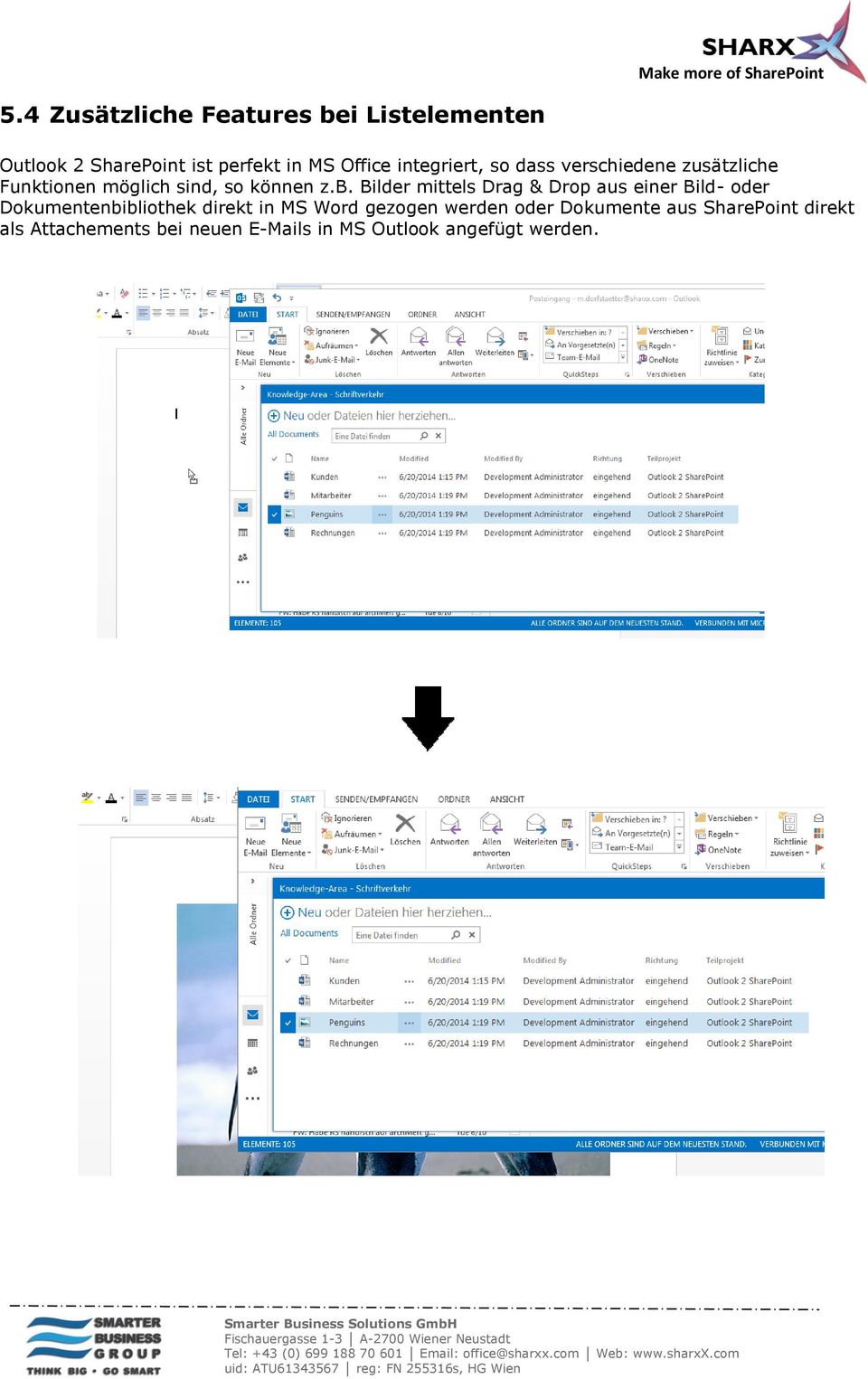 Bilder mittels Drag & Drop aus einer Bild- oder Dokumentenbibliothek direkt in MS Word gezogen