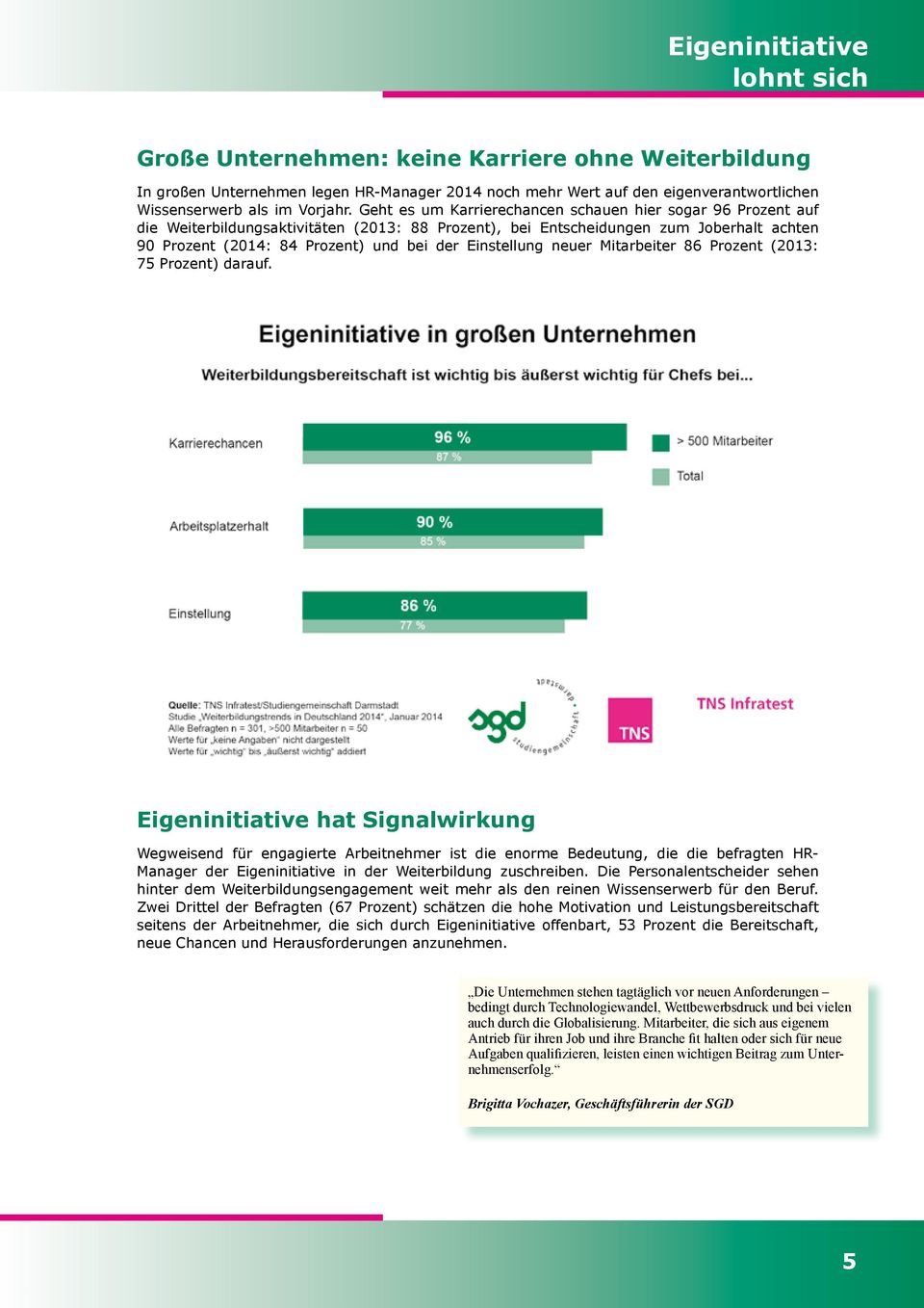 Einstellung neuer Mitarbeiter 86 Prozent (2013: 75 Prozent) darauf.