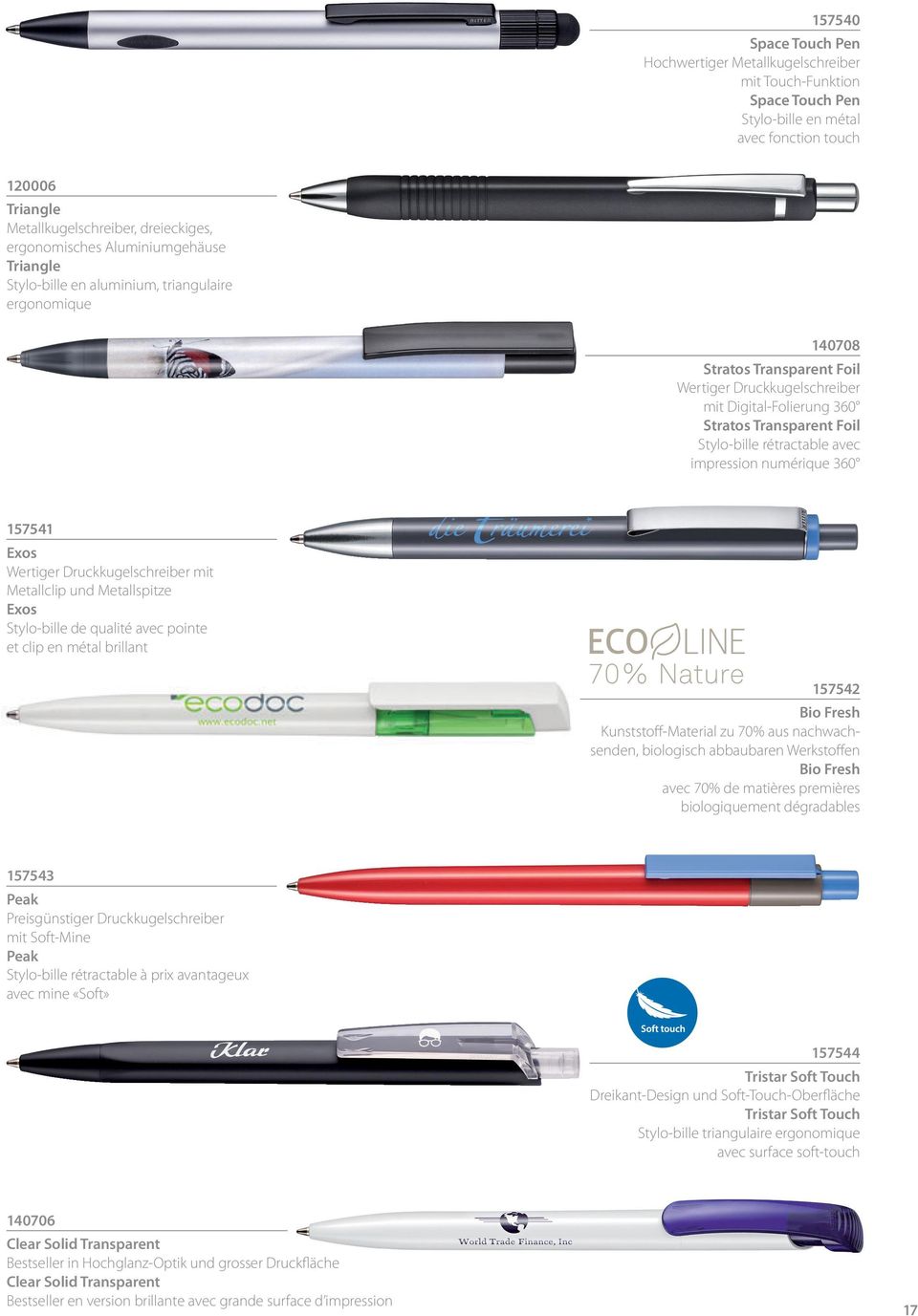 Stylo-bille rétractable avec impression numérique 360 157541 Exos Wertiger Druckkugelschreiber mit Metallclip und Metallspitze Exos Stylo-bille de qualité avec pointe et clip en métal brillant 157542