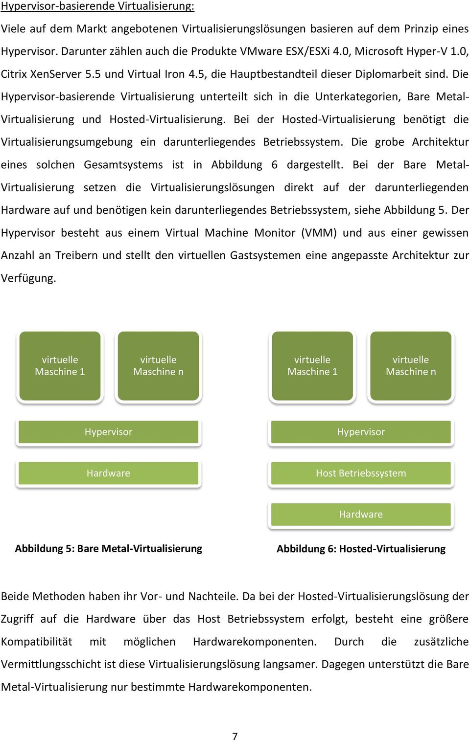 Die Hypervisor-basierende Virtualisierung unterteilt sich in die Unterkategorien, Bare Metal- Virtualisierung und Hosted-Virtualisierung.