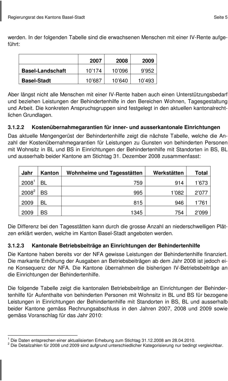 Menschen mit einer IV-Rente haben auch einen Unterstützungsbedarf und beziehen Leistungen der Behindertenhilfe in den Bereichen Wohnen, Tagesgestaltung und Arbeit.