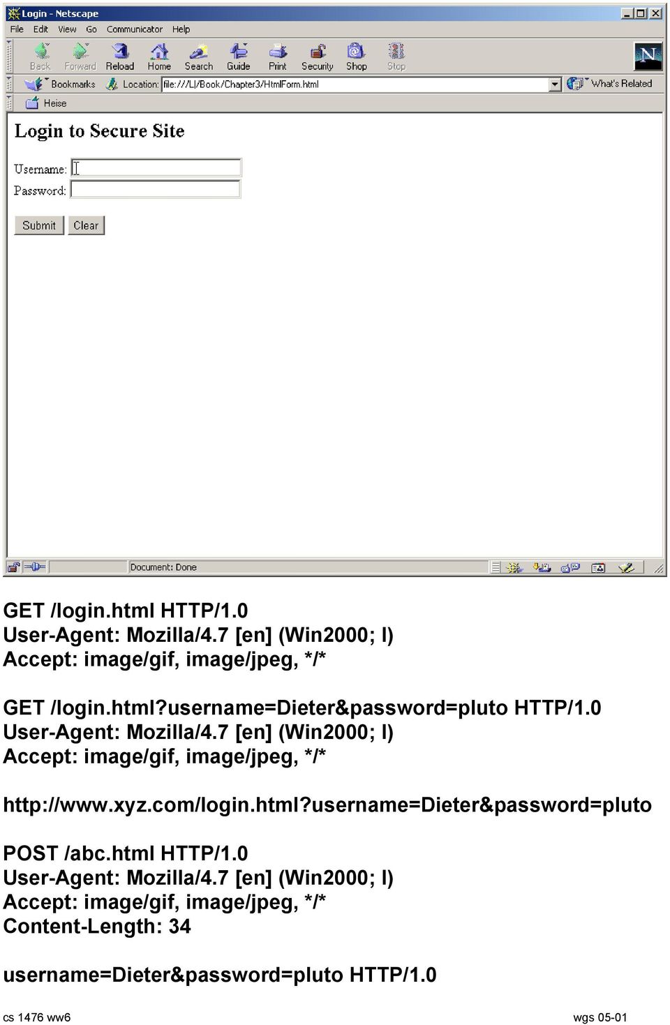 username=dieter&password=pluto POST /abc.html HTTP/1.0 User-Agent: Mozilla/4.