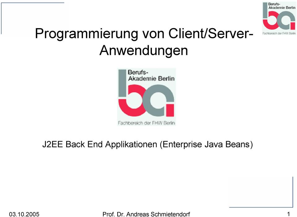 Anwendungen J2EE Back