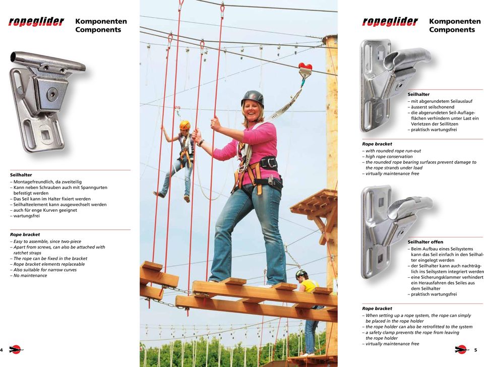 geeignet wartungsfrei Rope bracket with rounded rope run-out high rope conservation the rounded rope bearing surfaces prevent damage to the rope strands under load virtually maintenance free Rope