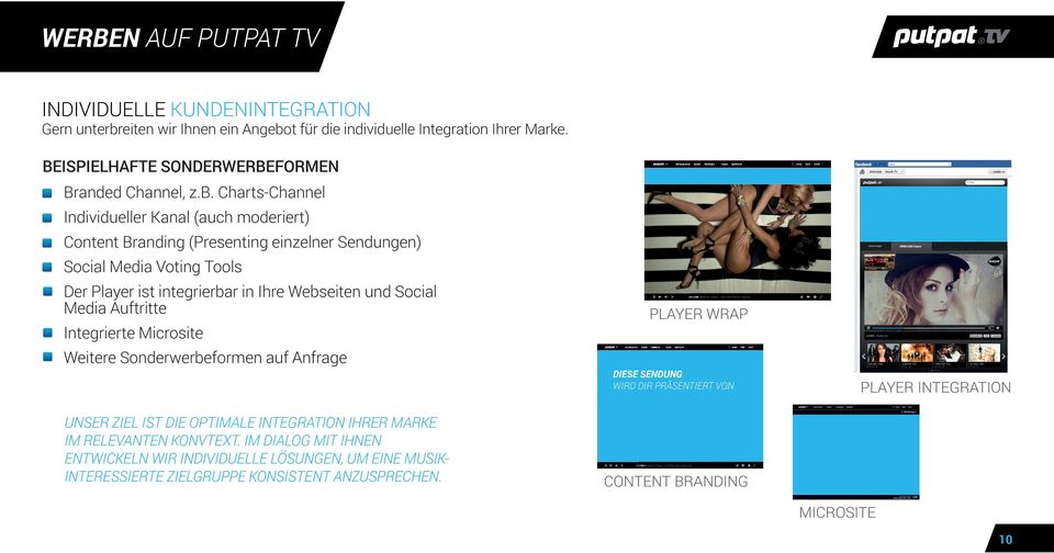 Charts-Channel Individueller Kanal (auch moderiert) Content Branding (Presenting einzelner Sendungen) Social Media Voting Tools Der Player ist integrierbar in Ihre Webseiten und