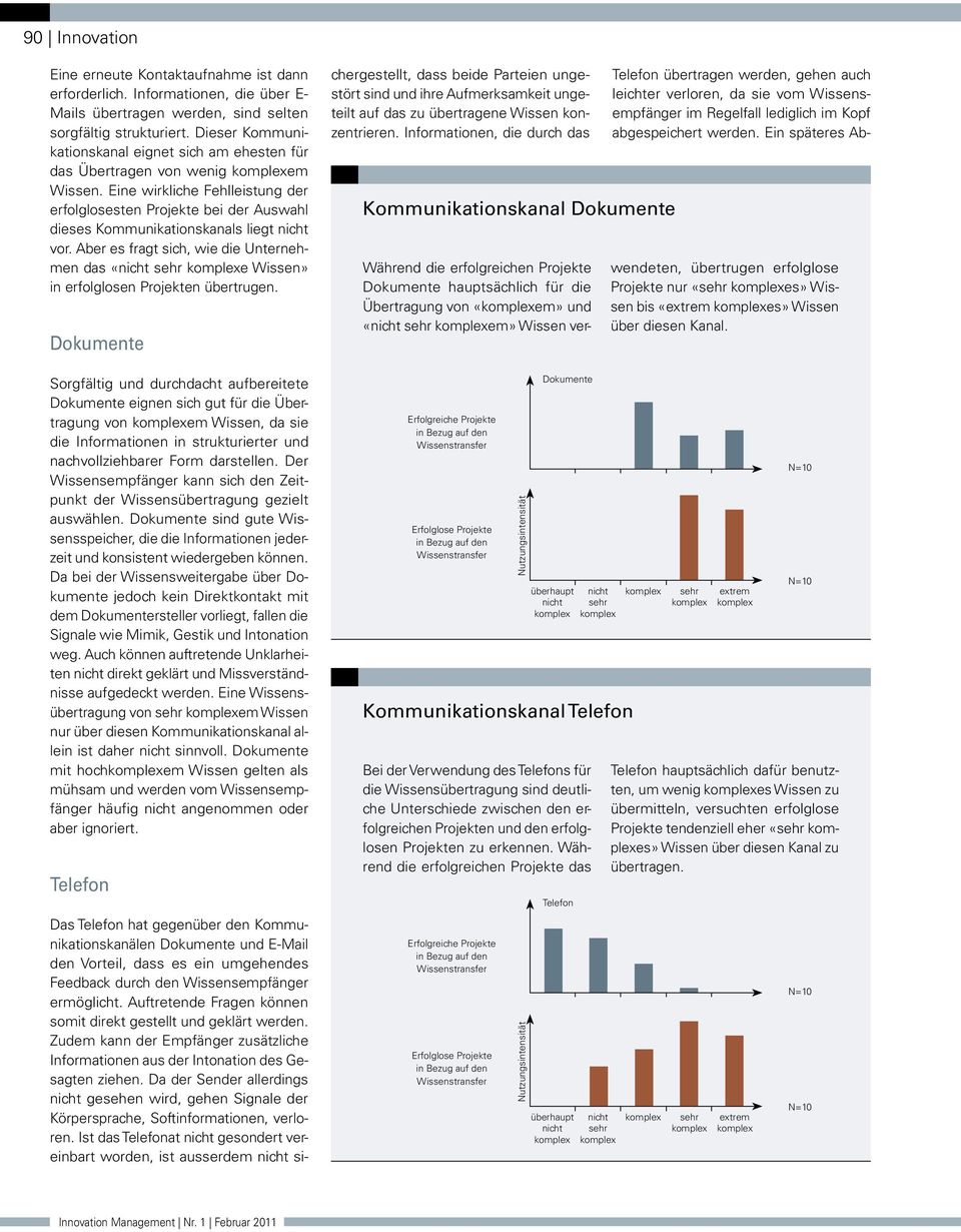 Aber es fragt sich, wie die Unternehmen das «e Wissen» in erfolglosen Projekten übertrugen.