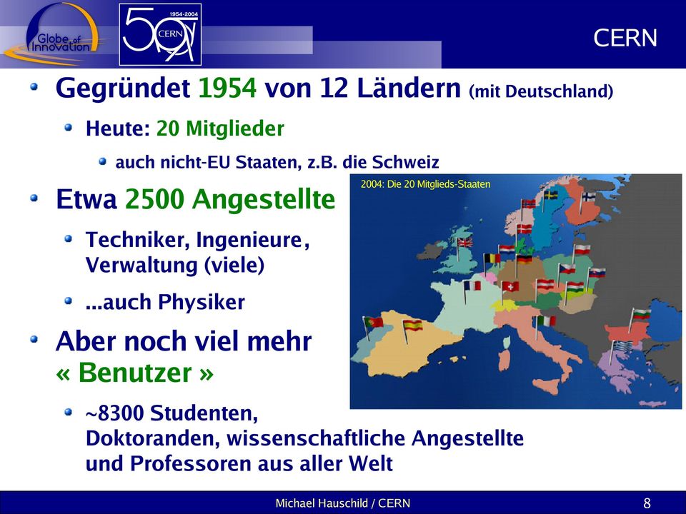 die Schweiz Etwa 2500 Angestellte 2004: Die 20 Mitglieds-Staaten Techniker,
